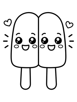 Free printable Cute Twin Popsicle Friends coloring page
