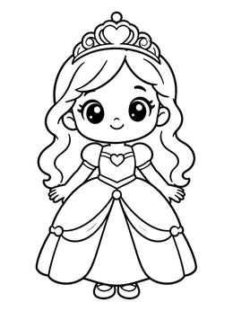 Free printable Cute Chibi Princess With Tiara coloring page