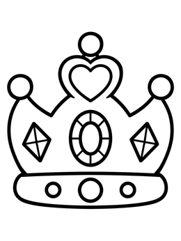 Free printable Jeweled Princess Crown With Heart coloring page
