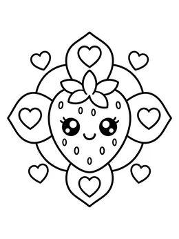 Kawaii Strawberry With Floating Hearts
