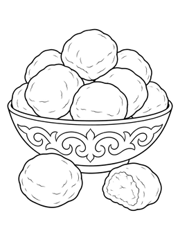 Free printable Bowl Of Traditional Kazakh Baursak coloring page
