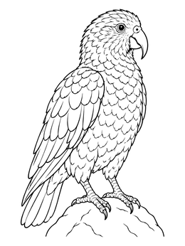 Free printable Alpine Kea Parrot On Rock coloring page