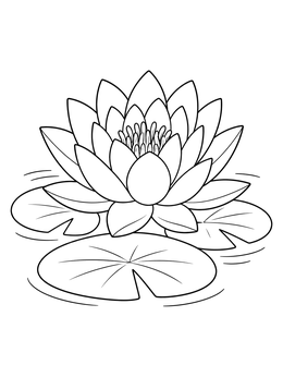 A serene keep calm coloring page featuring a blooming lotus flower floating on lily pads.