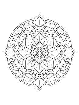 Symmetrical flower design in this relaxing keep calm coloring page.