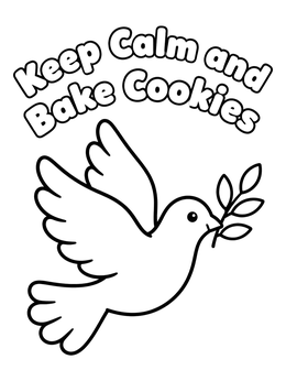 Free printable Keep Calm Peace Dove coloring page
