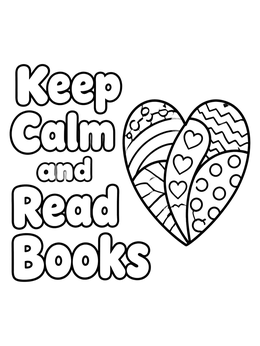 Free printable Keep Calm And Read Books Heart coloring page
