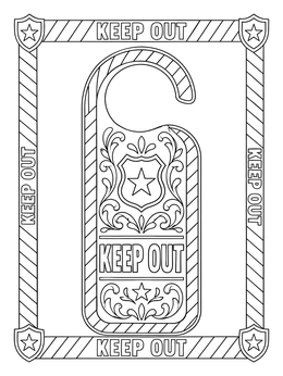 Free printable Keep Out Police Door Hanger coloring page