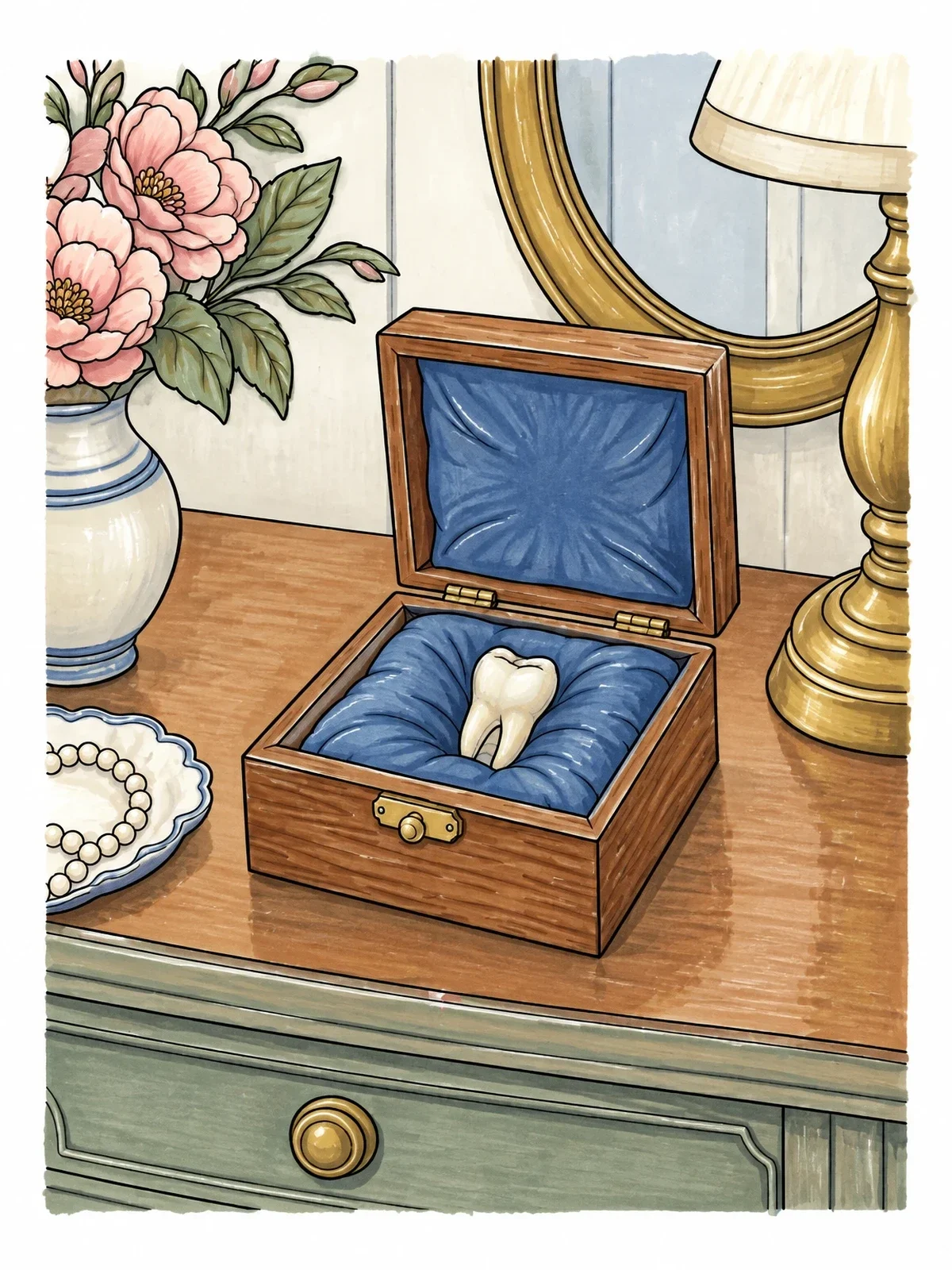 Colored example of the Keepsake Box With A Tooth coloring page
