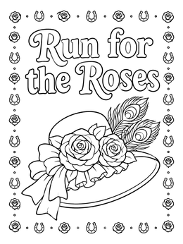 Free printable Derby Hat With Roses And Feathers coloring page