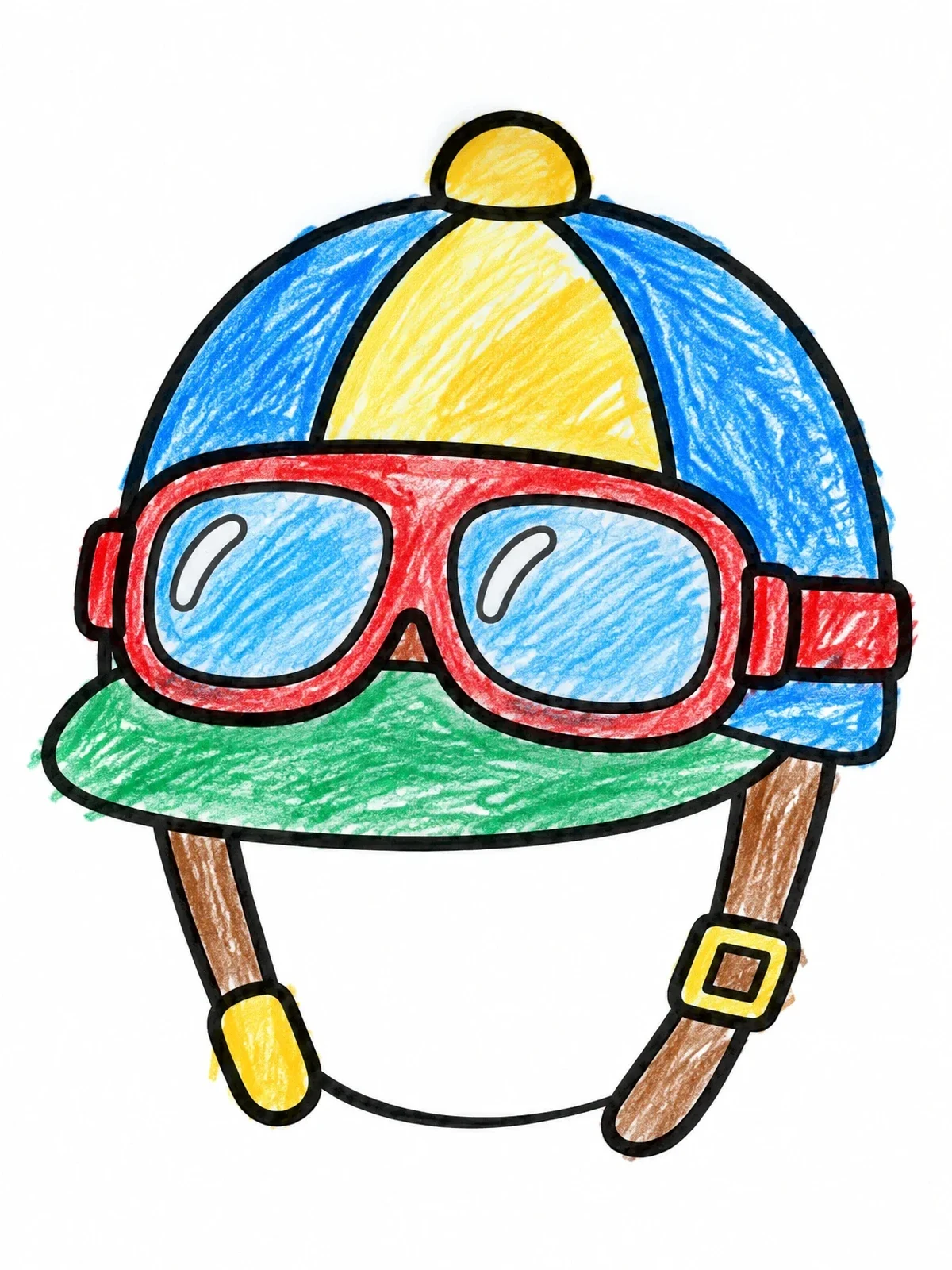 Colored example of the Jockey Helmet And Racing Goggles coloring page