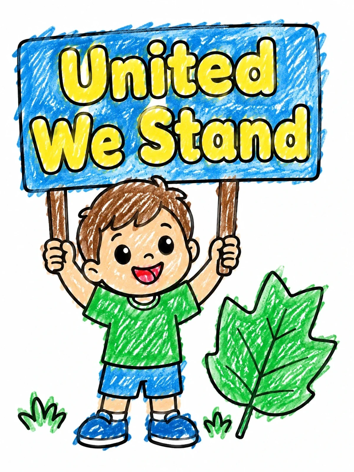 Colored example of the Boy Holding Kentucky Motto Sign coloring page