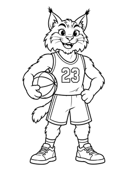 Free printable Wildcat Basketball Player Mascot coloring page