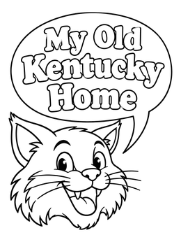 Free printable Kentucky Wildcat Mascot With Speech Bubble coloring page