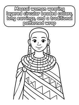 Free printable Maasai Woman In Traditional Attire coloring page