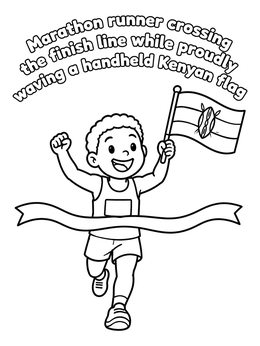 Free printable Kenyan Marathon Runner At Finish Line coloring page