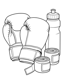 Free printable Kickboxing Gloves And Wraps Still Life coloring page