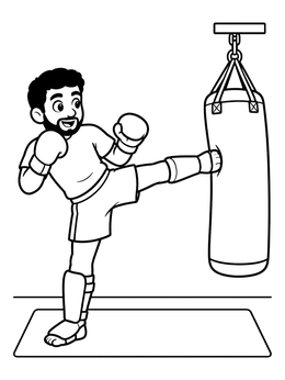 Free printable Kickboxer Training With Heavy Bag coloring page