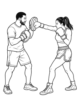 Free printable Kickboxer Training With Focus Mitts coloring page