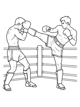 Free printable Kickboxers Sparring In The Ring coloring page