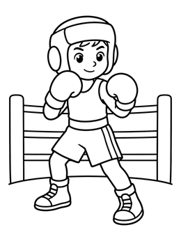 Free printable Young Kickboxer In The Ring coloring page