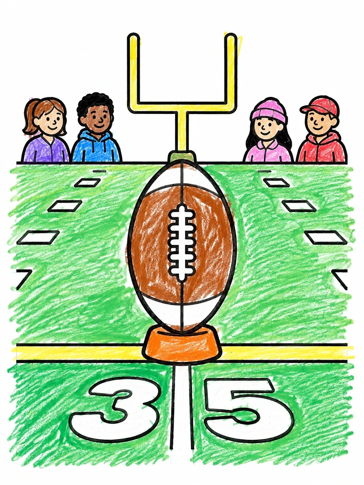 Colored example of the Kickoff Football On The Field coloring page