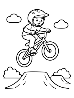 Free printable Kid Jumping On A Bmx Bike coloring page