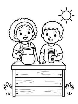 Free printable Kids At Lemonade Stand coloring page