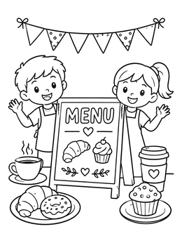 Free printable Kids Bakery Chalkboard Menu Stand coloring page