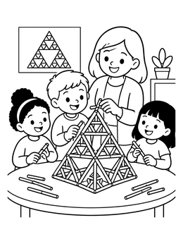Free printable Building A Sierpinski Pyramid coloring page