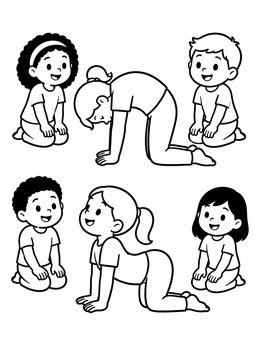Free printable Kids Practicing Cat And Cow Poses coloring page