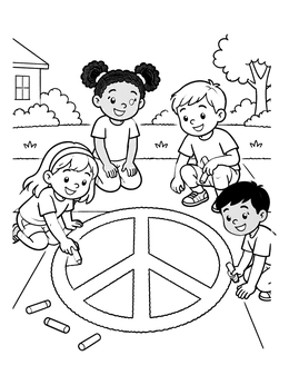 Free printable Kids Drawing Chalk Peace Sign coloring page