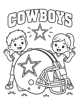 Free printable Kids With Dallas Football Helmet coloring page