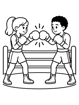 Free printable Kids Fist Bumping In Boxing Ring coloring page