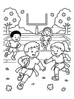 Free printable Kids Playing Flag Football In Autumn coloring page