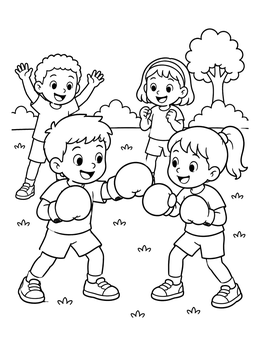 Free printable Kids Friendly Boxing Match coloring page