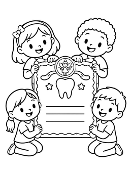 Free printable Children Holding Tooth Fairy Certificate coloring page