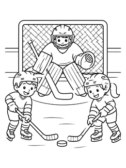 Free printable Kids Ice Hockey Face Off coloring page