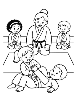 Free printable Kids Jiu Jitsu Dojo Class coloring page