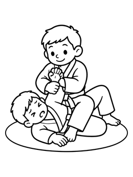 Free printable Kids Jiu Jitsu Ground Hold coloring page