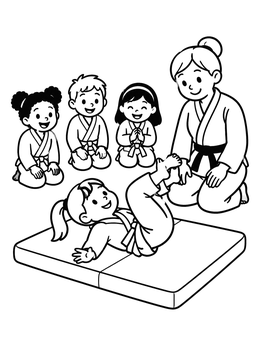 Free printable Kids Judo Lesson With Instructor coloring page