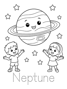 Free printable Kids Learning About Planet Neptune coloring page
