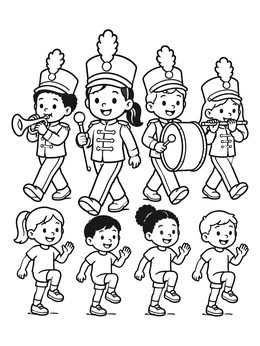 Free printable Kids Marching Band And Beginner Class coloring page