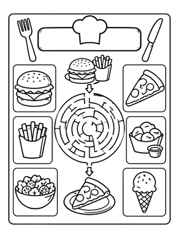 Free printable Kids Menu Activity Placemat Maze coloring page