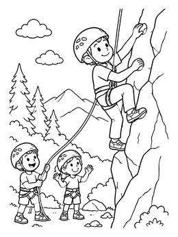 Free printable Kids Outdoor Rock Climbing Adventure coloring page