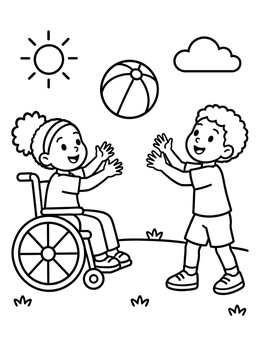Free printable Friends Playing Catch In The Sunshine coloring page