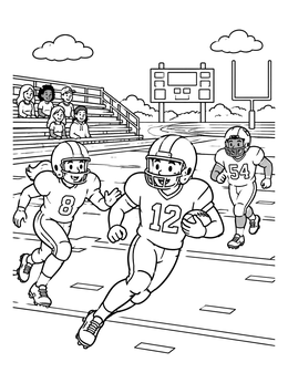 Free printable Kids Playing Football On Field coloring page