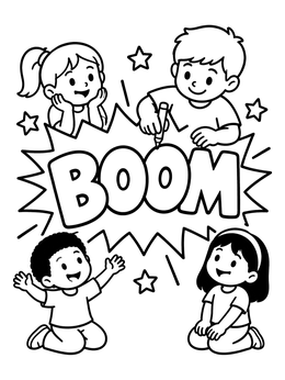 Free printable Kids Drawing Pop Art Boom Sign coloring page