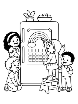 Free printable Children Marking A Savings Tracker coloring page