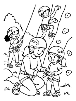Free printable Kids Rock Climbing Practice coloring page