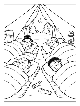 Free printable Cozy Camping Inside The Tent coloring page